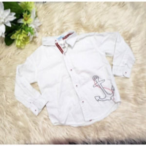 JANIE & JACK white anchor button down polo 2T